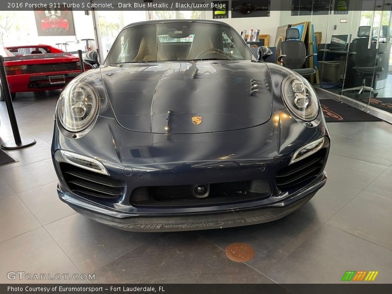 Dark Blue Metallic / Black/Luxor Beige 2016 Porsche 911 Turbo S Cabriolet