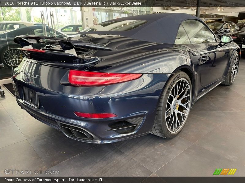 Dark Blue Metallic / Black/Luxor Beige 2016 Porsche 911 Turbo S Cabriolet