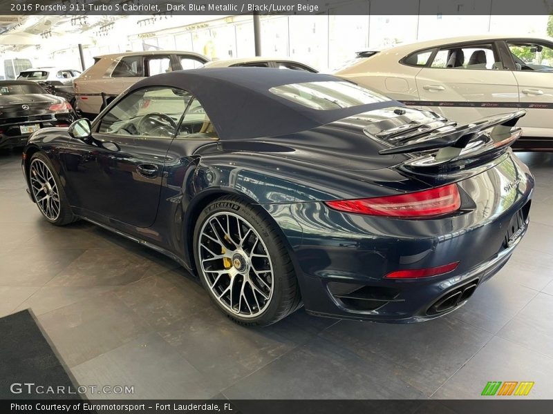 Dark Blue Metallic / Black/Luxor Beige 2016 Porsche 911 Turbo S Cabriolet