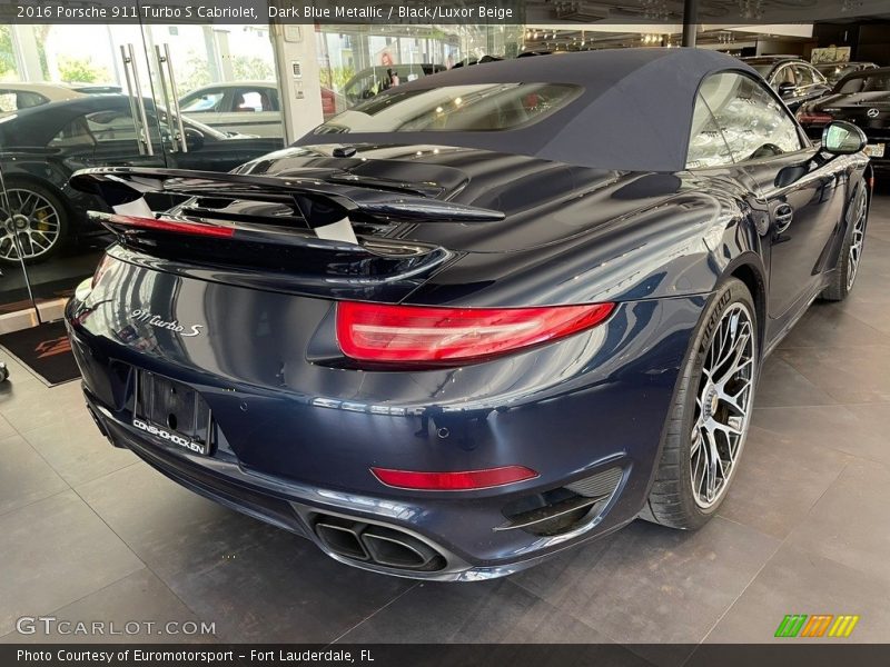 Dark Blue Metallic / Black/Luxor Beige 2016 Porsche 911 Turbo S Cabriolet