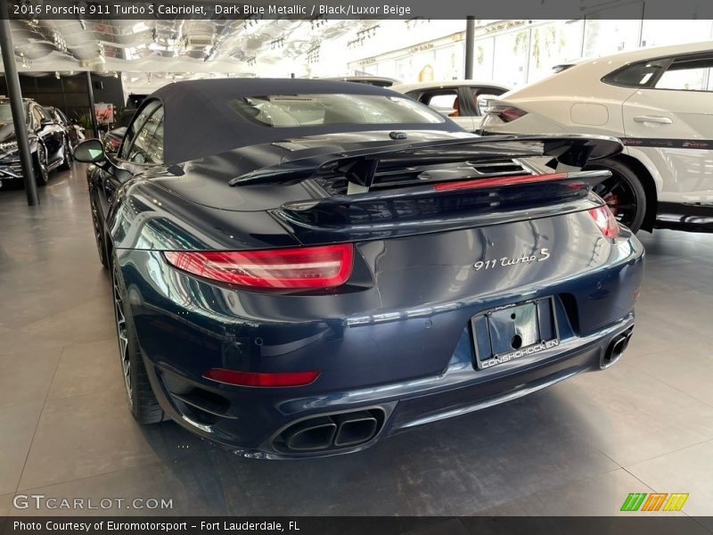 Dark Blue Metallic / Black/Luxor Beige 2016 Porsche 911 Turbo S Cabriolet