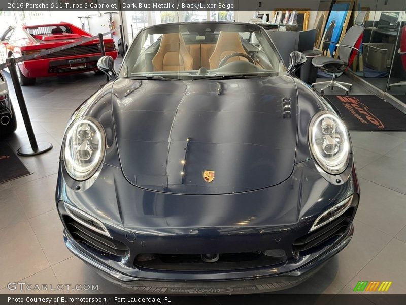 Dark Blue Metallic / Black/Luxor Beige 2016 Porsche 911 Turbo S Cabriolet