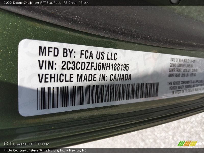 F8 Green / Black 2022 Dodge Challenger R/T Scat Pack