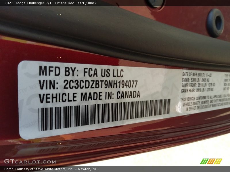 Octane Red Pearl / Black 2022 Dodge Challenger R/T