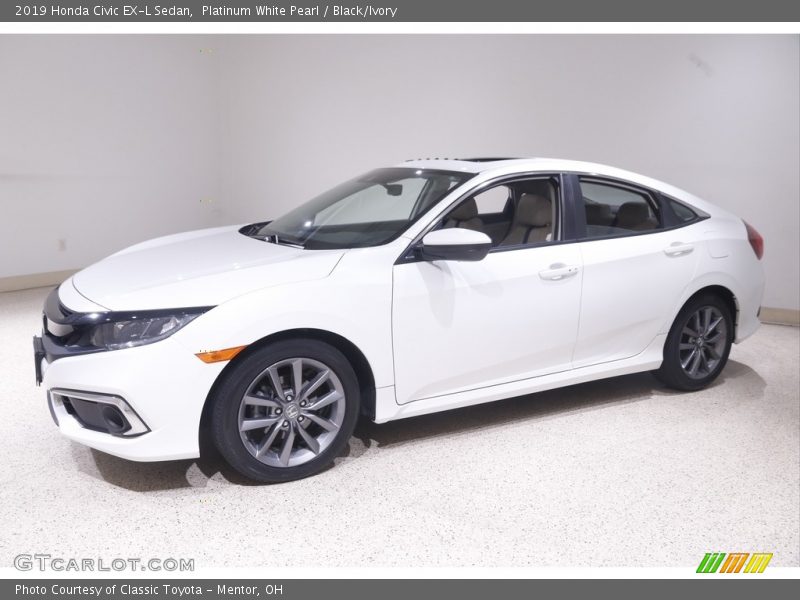 Platinum White Pearl / Black/Ivory 2019 Honda Civic EX-L Sedan