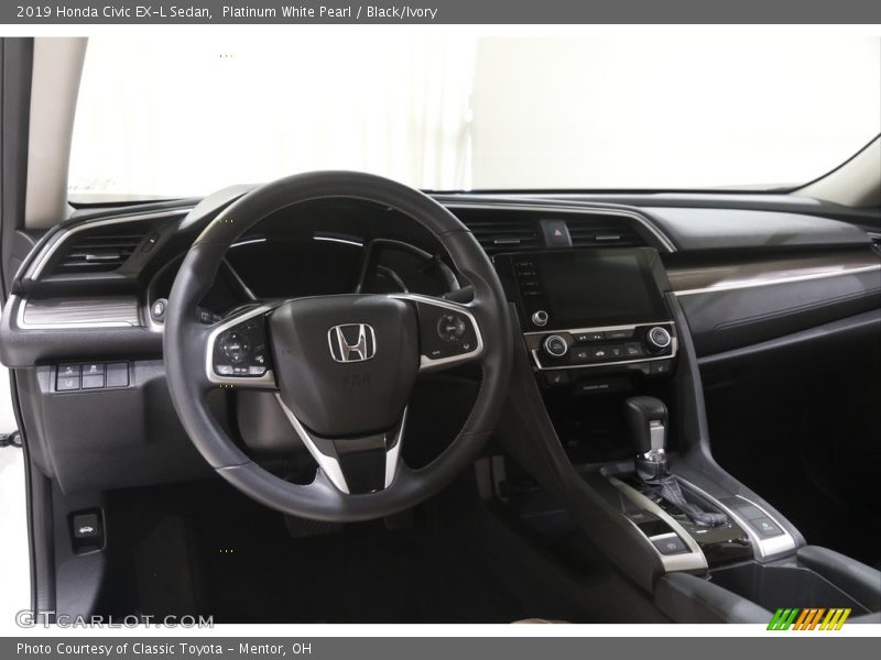 Platinum White Pearl / Black/Ivory 2019 Honda Civic EX-L Sedan