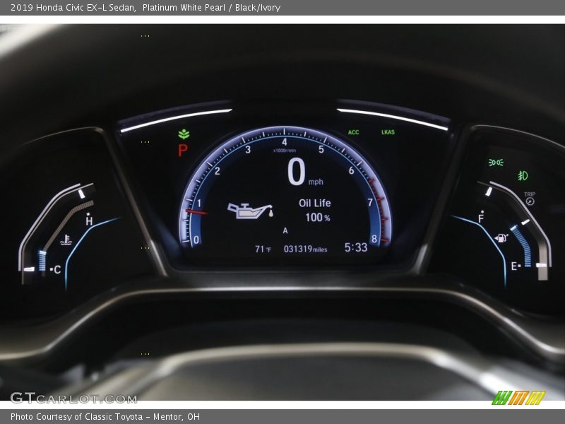 Platinum White Pearl / Black/Ivory 2019 Honda Civic EX-L Sedan