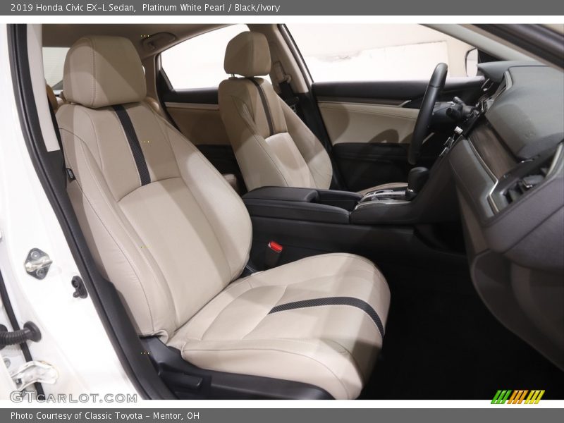 Platinum White Pearl / Black/Ivory 2019 Honda Civic EX-L Sedan