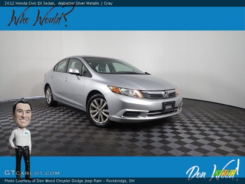 Alabaster Silver Metallic / Gray 2012 Honda Civic EX Sedan