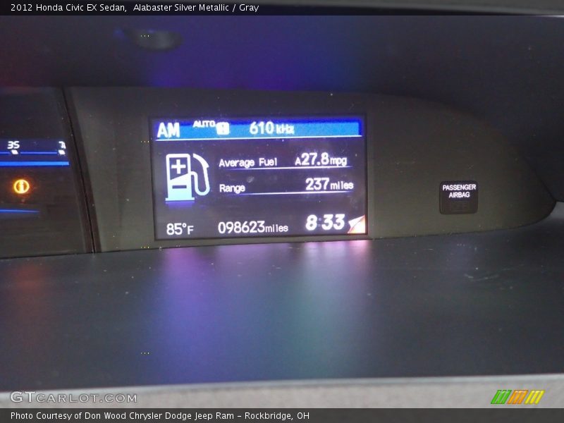 Alabaster Silver Metallic / Gray 2012 Honda Civic EX Sedan