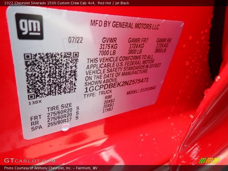 Red Hot / Jet Black 2022 Chevrolet Silverado 1500 Custom Crew Cab 4x4