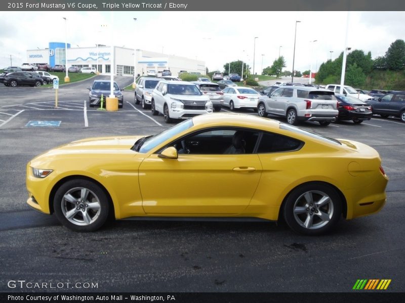 Triple Yellow Tricoat / Ebony 2015 Ford Mustang V6 Coupe