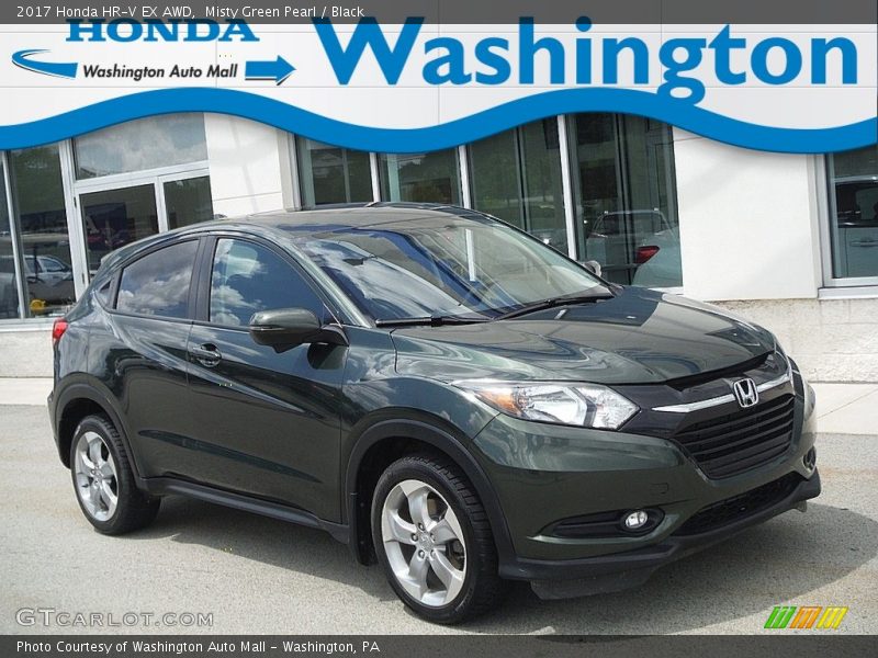 Misty Green Pearl / Black 2017 Honda HR-V EX AWD