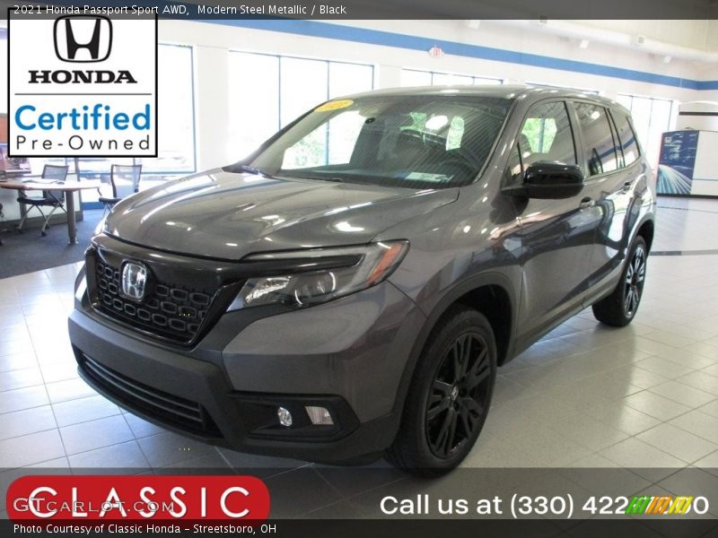 Modern Steel Metallic / Black 2021 Honda Passport Sport AWD