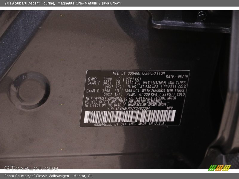 Magnetite Gray Metallic / Java Brown 2019 Subaru Ascent Touring