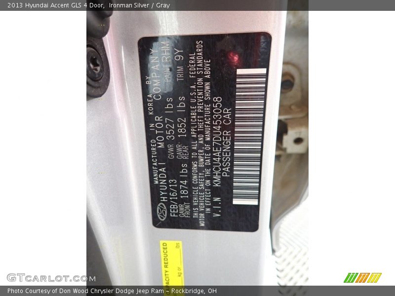 Ironman Silver / Gray 2013 Hyundai Accent GLS 4 Door