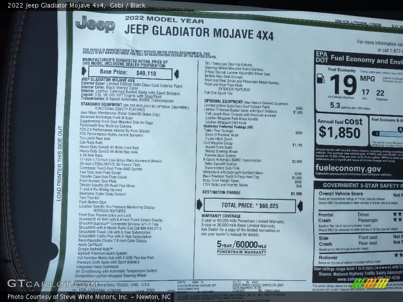 Gobi / Black 2022 Jeep Gladiator Mojave 4x4