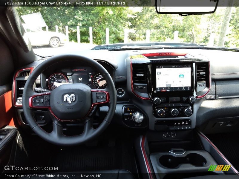 Hydro Blue Pearl / Black/Red 2022 Ram 1500 Rebel Crew Cab 4x4