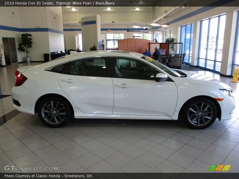 Platinum White Pearl / Black/Ivory 2019 Honda Civic EX Sedan