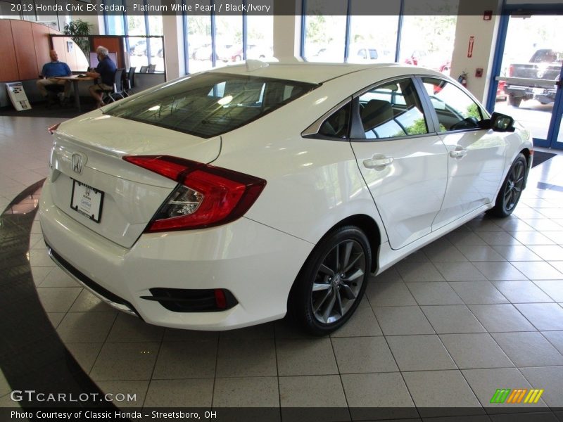 Platinum White Pearl / Black/Ivory 2019 Honda Civic EX Sedan