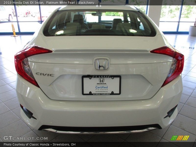 Platinum White Pearl / Black/Ivory 2019 Honda Civic EX Sedan