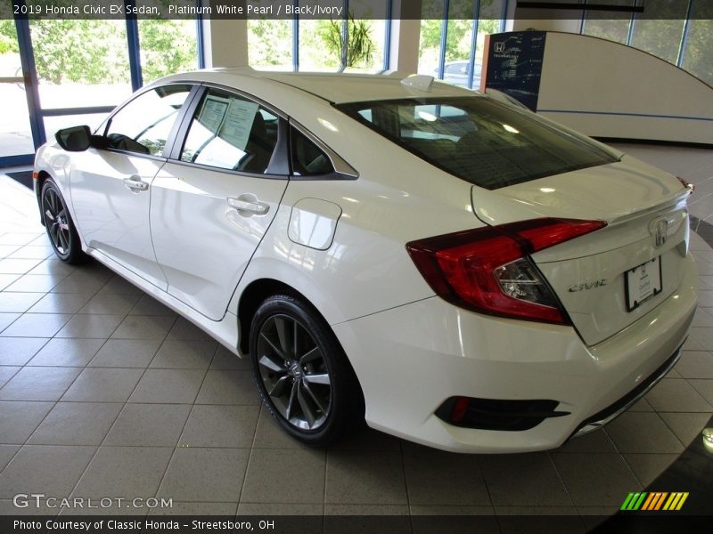 Platinum White Pearl / Black/Ivory 2019 Honda Civic EX Sedan