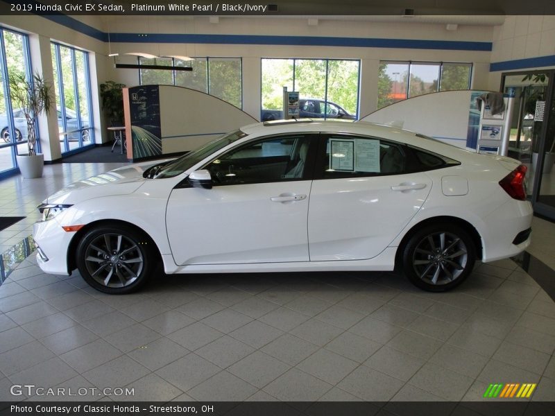 Platinum White Pearl / Black/Ivory 2019 Honda Civic EX Sedan