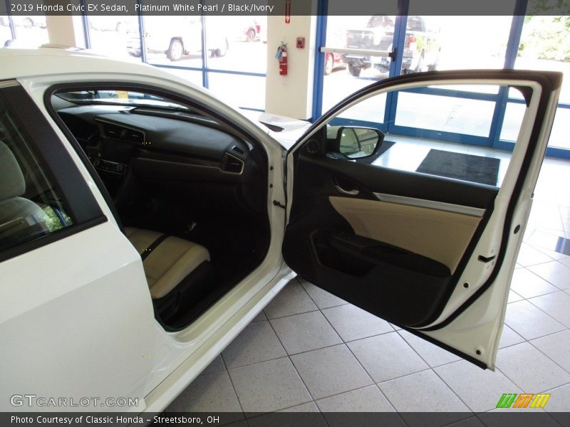 Platinum White Pearl / Black/Ivory 2019 Honda Civic EX Sedan