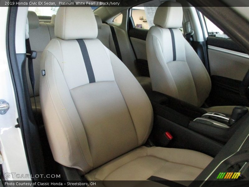 Platinum White Pearl / Black/Ivory 2019 Honda Civic EX Sedan