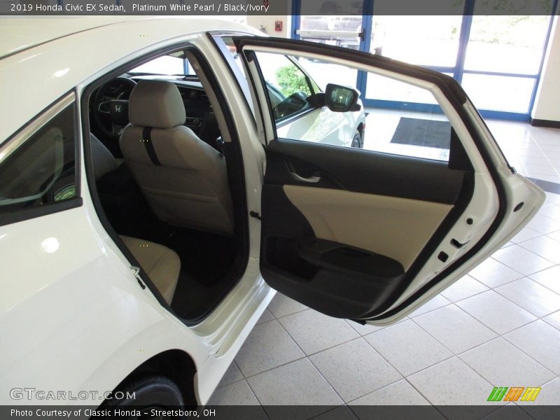 Platinum White Pearl / Black/Ivory 2019 Honda Civic EX Sedan