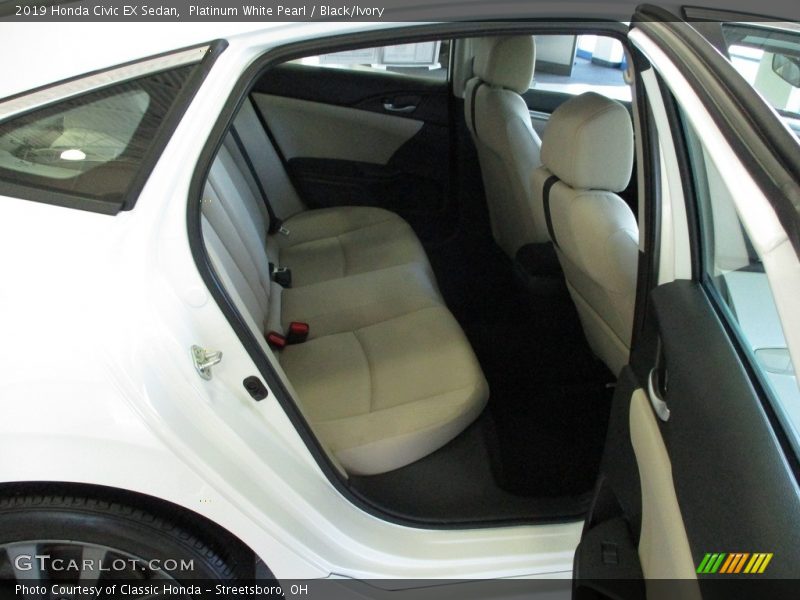 Platinum White Pearl / Black/Ivory 2019 Honda Civic EX Sedan