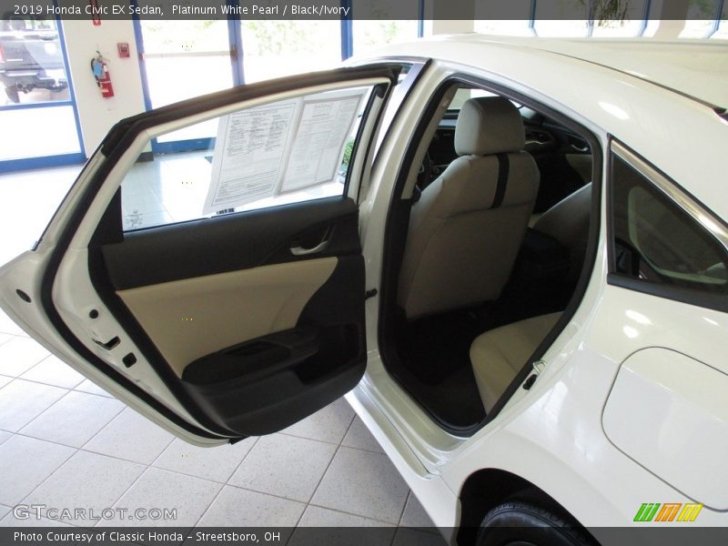 Platinum White Pearl / Black/Ivory 2019 Honda Civic EX Sedan