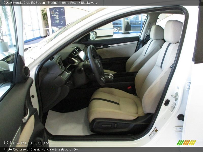 Platinum White Pearl / Black/Ivory 2019 Honda Civic EX Sedan