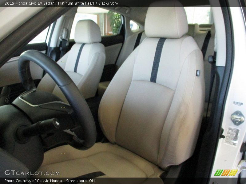Platinum White Pearl / Black/Ivory 2019 Honda Civic EX Sedan
