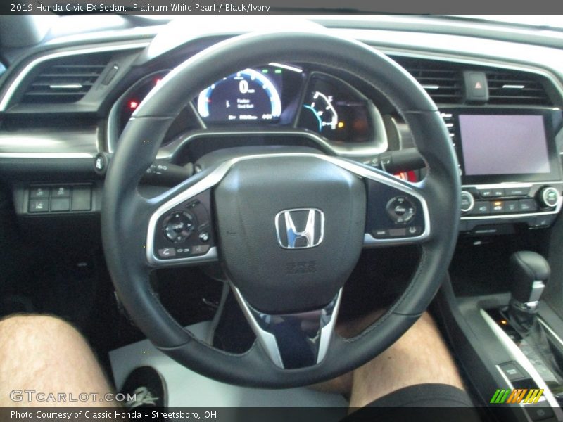 Platinum White Pearl / Black/Ivory 2019 Honda Civic EX Sedan