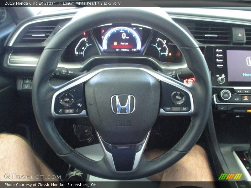 Platinum White Pearl / Black/Ivory 2019 Honda Civic EX Sedan