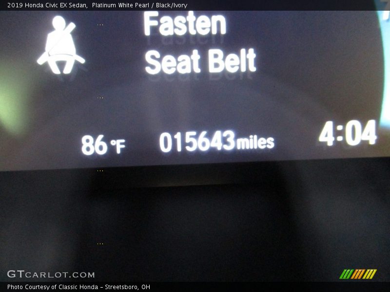 Platinum White Pearl / Black/Ivory 2019 Honda Civic EX Sedan
