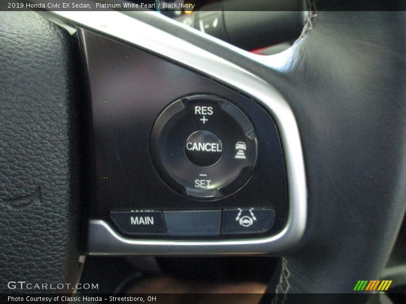 Platinum White Pearl / Black/Ivory 2019 Honda Civic EX Sedan