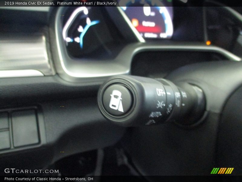 Platinum White Pearl / Black/Ivory 2019 Honda Civic EX Sedan