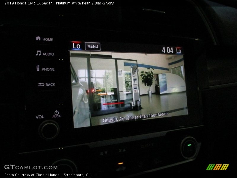 Platinum White Pearl / Black/Ivory 2019 Honda Civic EX Sedan