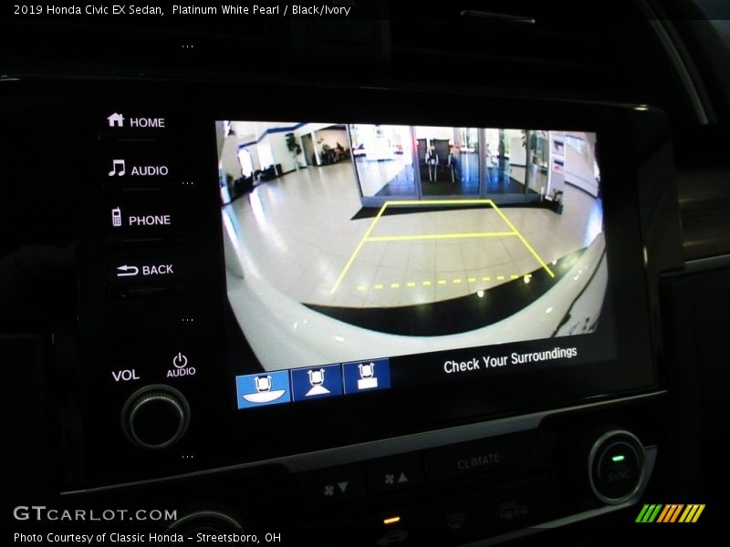 Platinum White Pearl / Black/Ivory 2019 Honda Civic EX Sedan