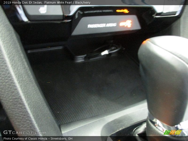 Platinum White Pearl / Black/Ivory 2019 Honda Civic EX Sedan