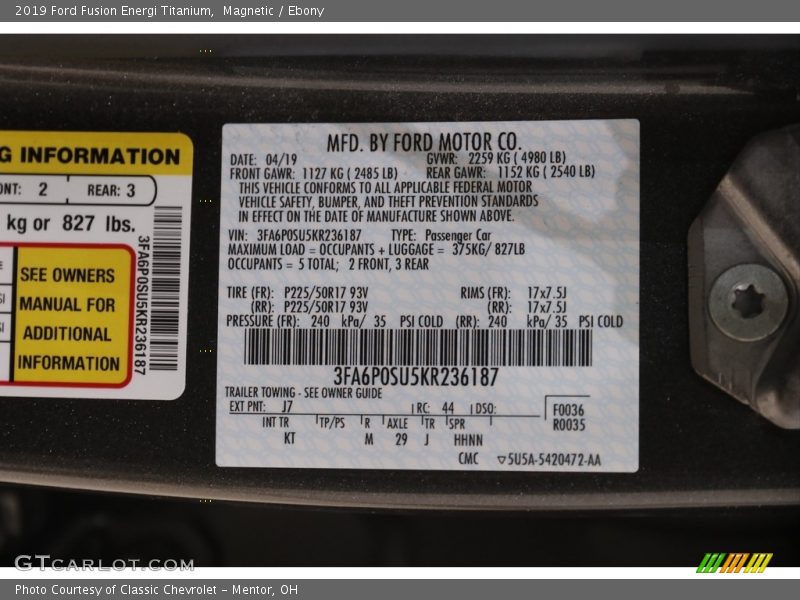 Magnetic / Ebony 2019 Ford Fusion Energi Titanium
