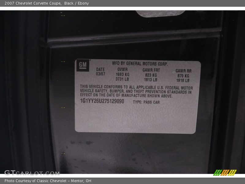 Black / Ebony 2007 Chevrolet Corvette Coupe