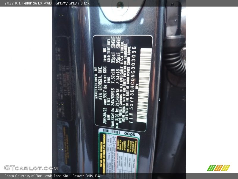 Gravity Gray / Black 2022 Kia Telluride EX AWD