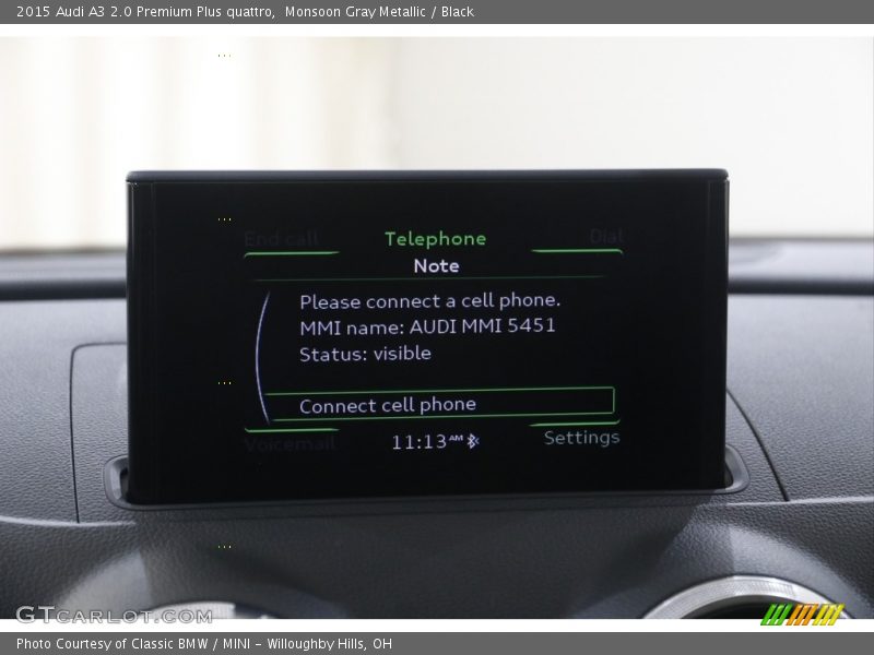 Monsoon Gray Metallic / Black 2015 Audi A3 2.0 Premium Plus quattro