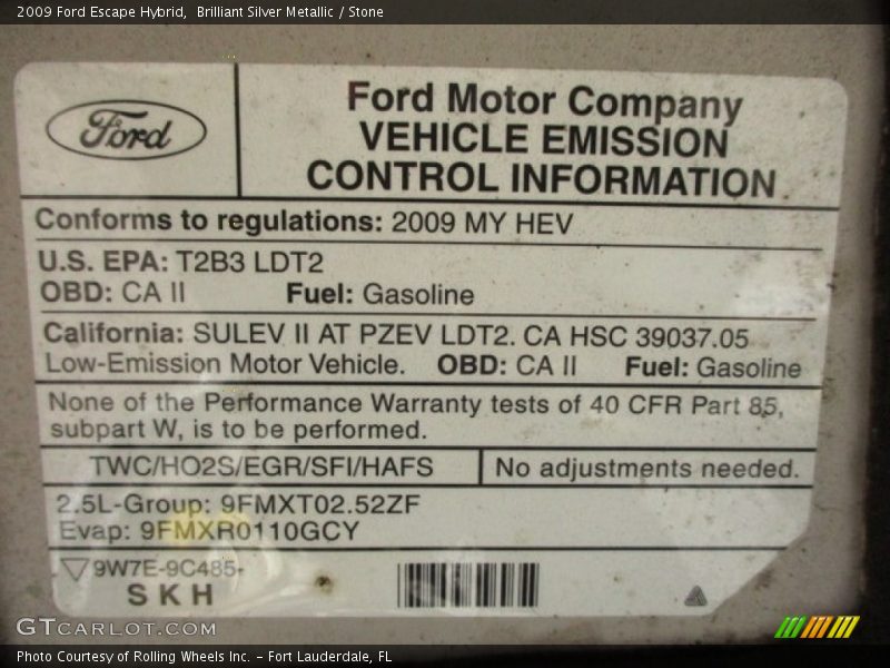 Brilliant Silver Metallic / Stone 2009 Ford Escape Hybrid