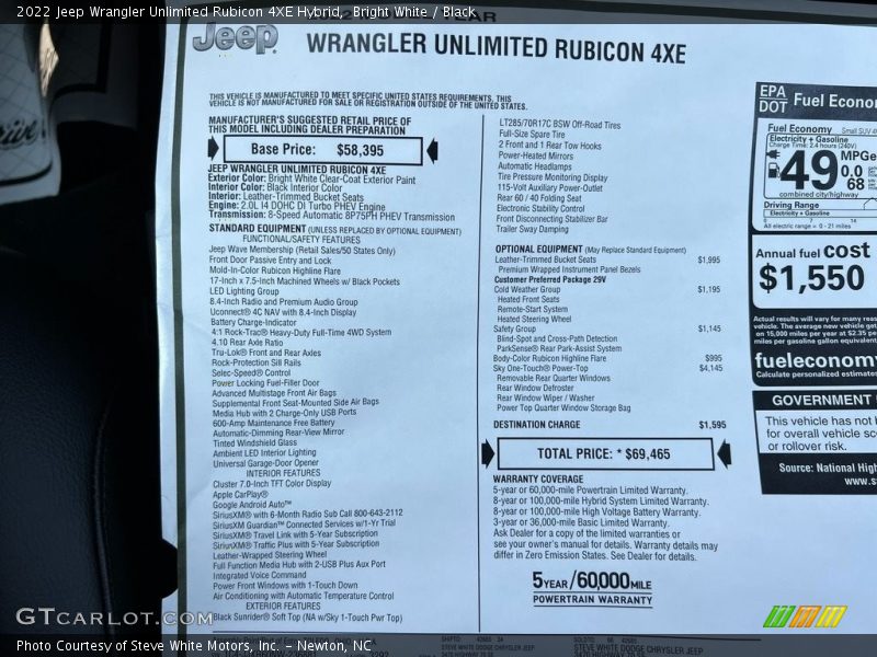 Bright White / Black 2022 Jeep Wrangler Unlimited Rubicon 4XE Hybrid