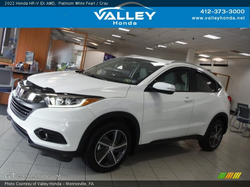 Platinum White Pearl / Gray 2022 Honda HR-V EX AWD