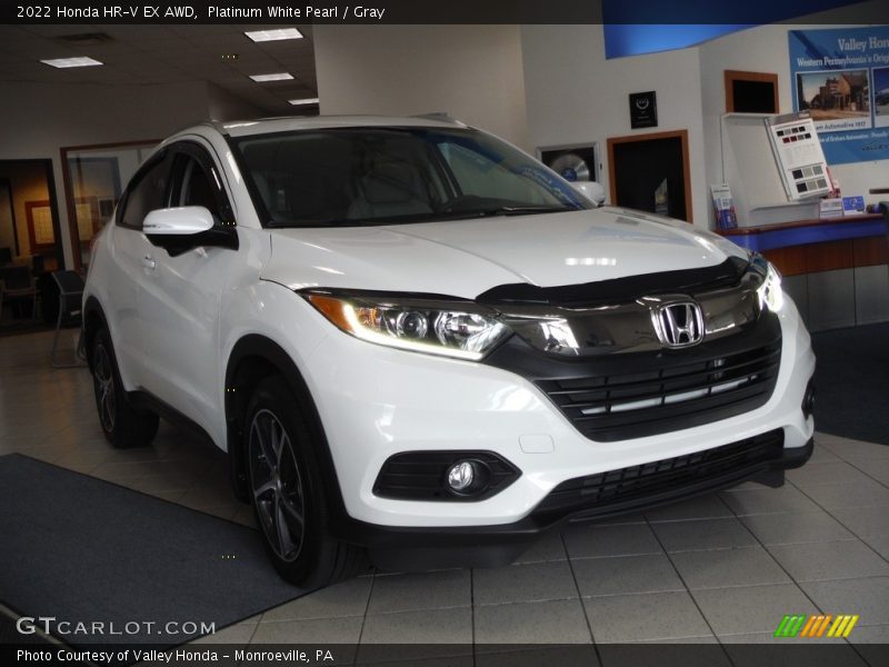 Platinum White Pearl / Gray 2022 Honda HR-V EX AWD